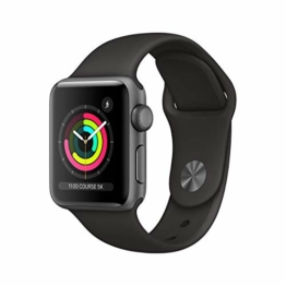 Apple Watch Series 3 GPS, 38 mm Aluminiumgehäuse, Space Grau, mit Sportarmband, Schwarz (Generalüberholt) - 1