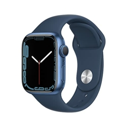 Apple Watch Series 7 (GPS, 41mm) Aluminiumgehäuse Blau Mit Abyss Sportarmband Blau (Generalüberholt) - 1