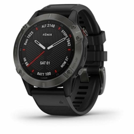 Garmin Fenix GPS-Uhr, 6 Sapphire, Multisport, Carbon-Grau mit schwarzem Band, 47mm - 1