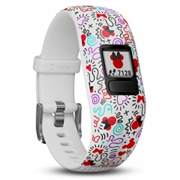 Garmin vívofit jr. 2 digitale, wasserdichte Action Watch im Minnie Maus Design für Kinder ab 4 Jahren, mit spannender Abenteuer-App, Schrittzähler, weiß, Batterielaufzeit bis zu 1 Jahr, Spielspaß - 1