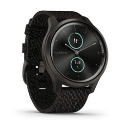 Garmin vívomove Style – stilvolle Hybrid-Smartwatch mit 2 brillanten AMOLED-Farbdisplays und Nylon Armband, Sport-Apps und Fitness-/Gesundheitsdaten, wasserdicht, 5 Tage Akkulaufzeit, Fitness Tracker - 1