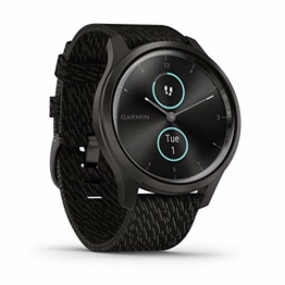 Garmin vívomove Style – stilvolle Hybrid-Smartwatch mit 2 brillanten AMOLED-Farbdisplays und Nylon Armband, Sport-Apps und Fitness-/Gesundheitsdaten (Zertifiziert und Generalüberholt) - 1