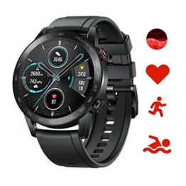 HONOR Magic Watch 2 46 mm Smart Watch, Fitness-Aktivitätstracker, Herzfrequenz Stress SpO2-Monitor, 14 Tage Standby,Eingebautes Mikro Lautsprecher, GPS, 15 Fitnessmodi,Für Android, 5 ATM(Schwarz) - 1